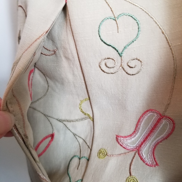 Vintage Prominence Embroidered Silk Linen Blend Long Duster Jacket NWT - Picture 8 of 11